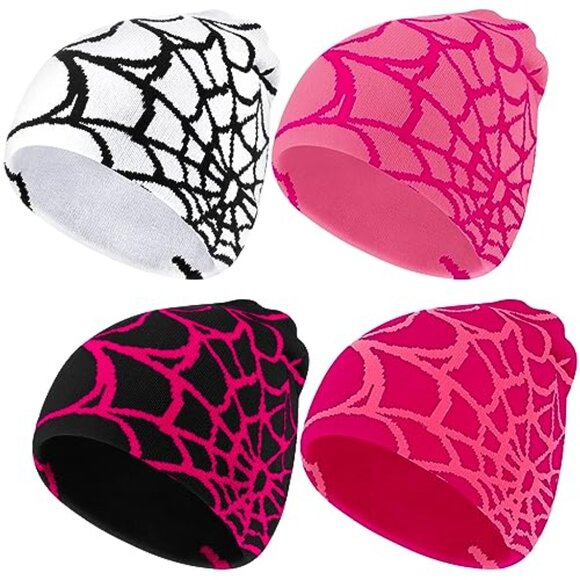 Y2K Spider Web Beanies Gothic Knitted Hat Unisex Streetwear Winter Warm main image 8